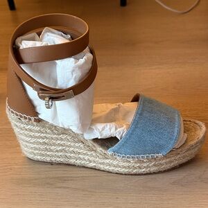 Hermes Brown and Blue Wedge Sandals